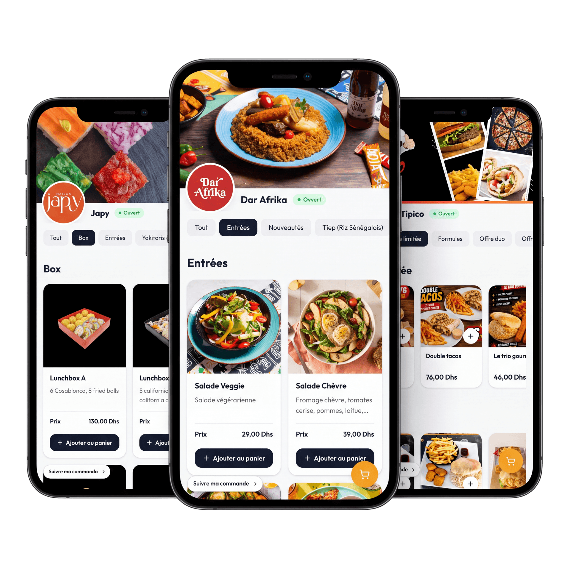 Stores de commande créés sur Mymenu (Japy, Dar Afrika, Tipico)