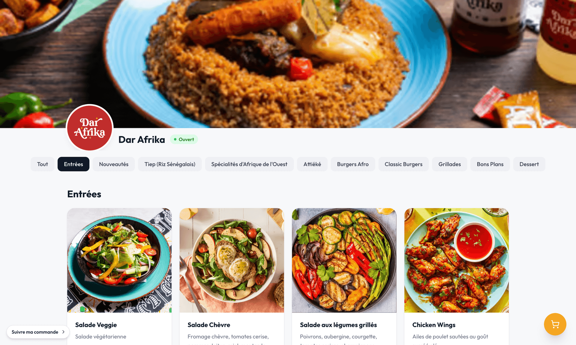 Store Dar Afrika sur Mymenu — version web