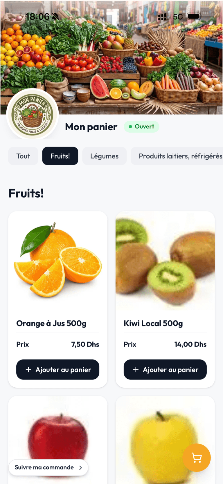 Store Mon panier créé sur Mymenu