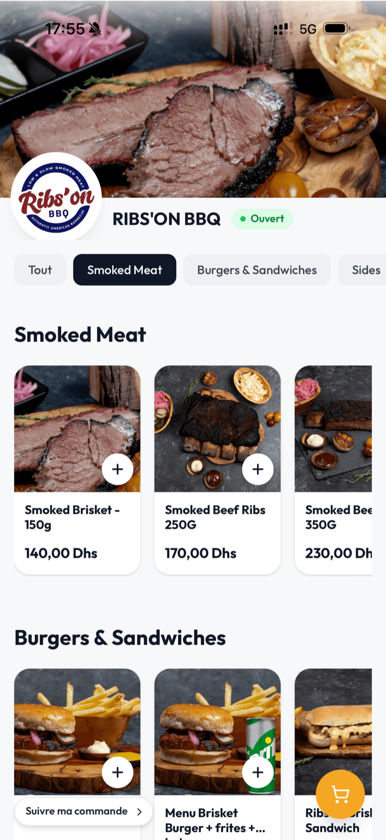 Store Ribs'on BBQ créé sur Mymenu