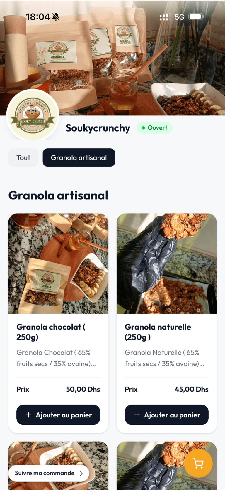 Store Soukycrunchy créé sur Mymenu